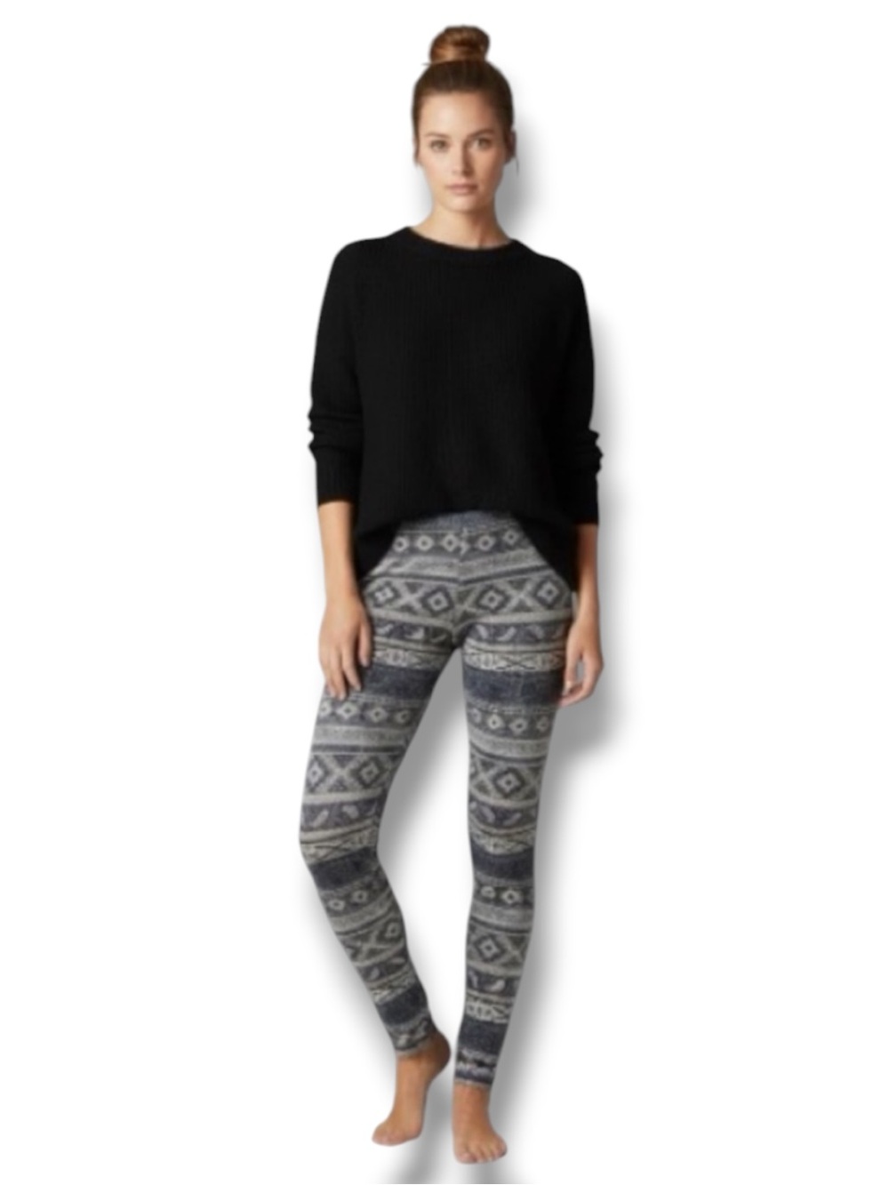 WF Leggings Gray Fair Isle Patterned Knit Bohemian Size S/M EUC 🍭